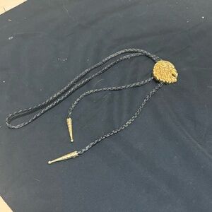Vintage Gold Eagle Head Bolo Tie Leather